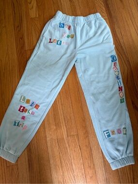 Kids Light Blue Graphic Sweatpants - Brand Unspecified